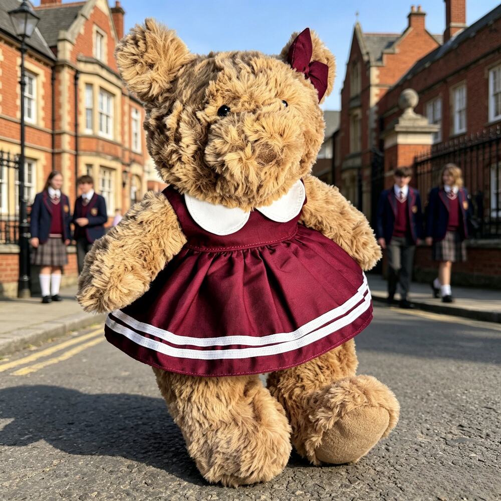 Medium Bartholomew bear clothes outfits -preppy Dress & Bow Headband Set